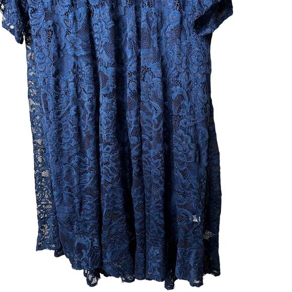 Kiyonna NWT Dress Plus Size 4X Mid Length Navy Lace Overlay Slip Dress - Picture 3 of 10